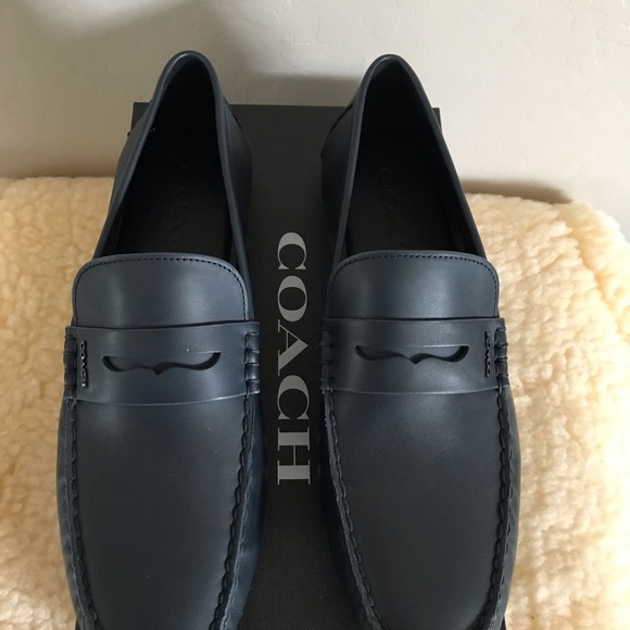 Coach Slate Blue Leather Drivers - Picture 2 of 16